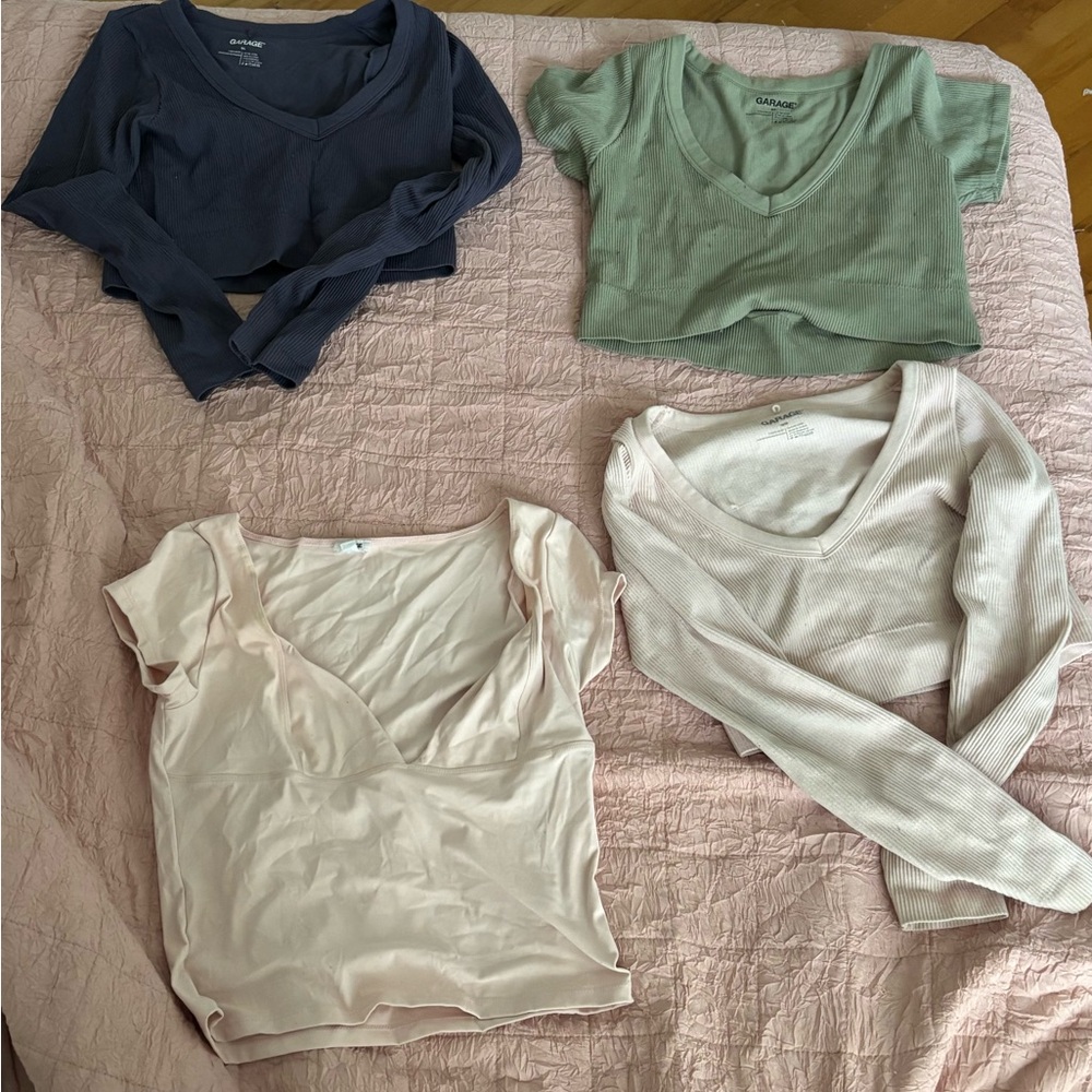 Stylish Short Sleeve Tees - Blue, Green, Pink, Cream GARAGE CLOTHING